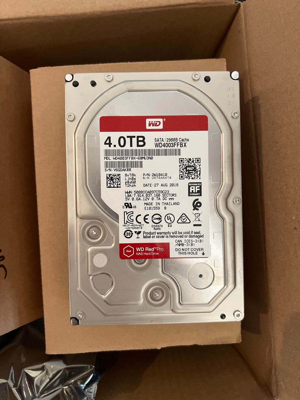 WD Red Pro 4TB NAS Hard Drive - SATA/256MB Cache, Computers en Software, Harde schijven, Intern, Gebruikt, Server, Ophalen of Verzenden