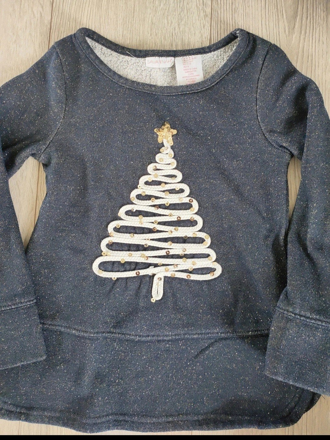 Savannah Kersttrui Blauw Glitter Maat 116, Kinderen en Baby's, Meisje, Trui of Vest, Ophalen of Verzenden, Zo goed als nieuw