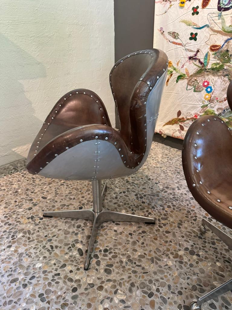 2     “aviator fauteuils leer aluminium” * “spitfire chair”, Ophalen, Twee, Vintage, Leer