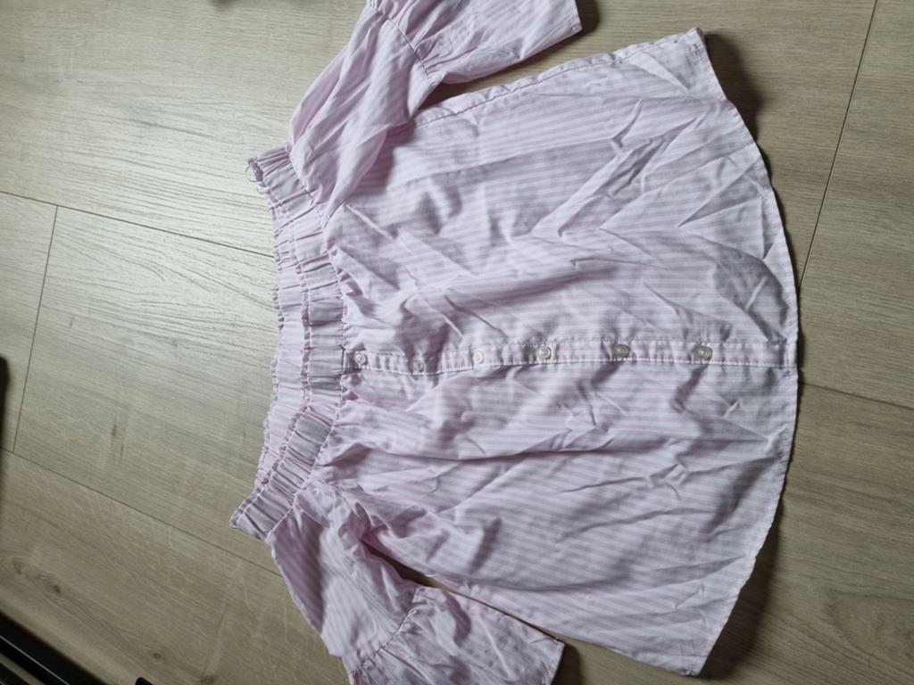 Roze gestreepte off-shoulder blouse maat XS amisu, Ophalen of Verzenden, Zo goed als nieuw, Lange mouw, Roze
