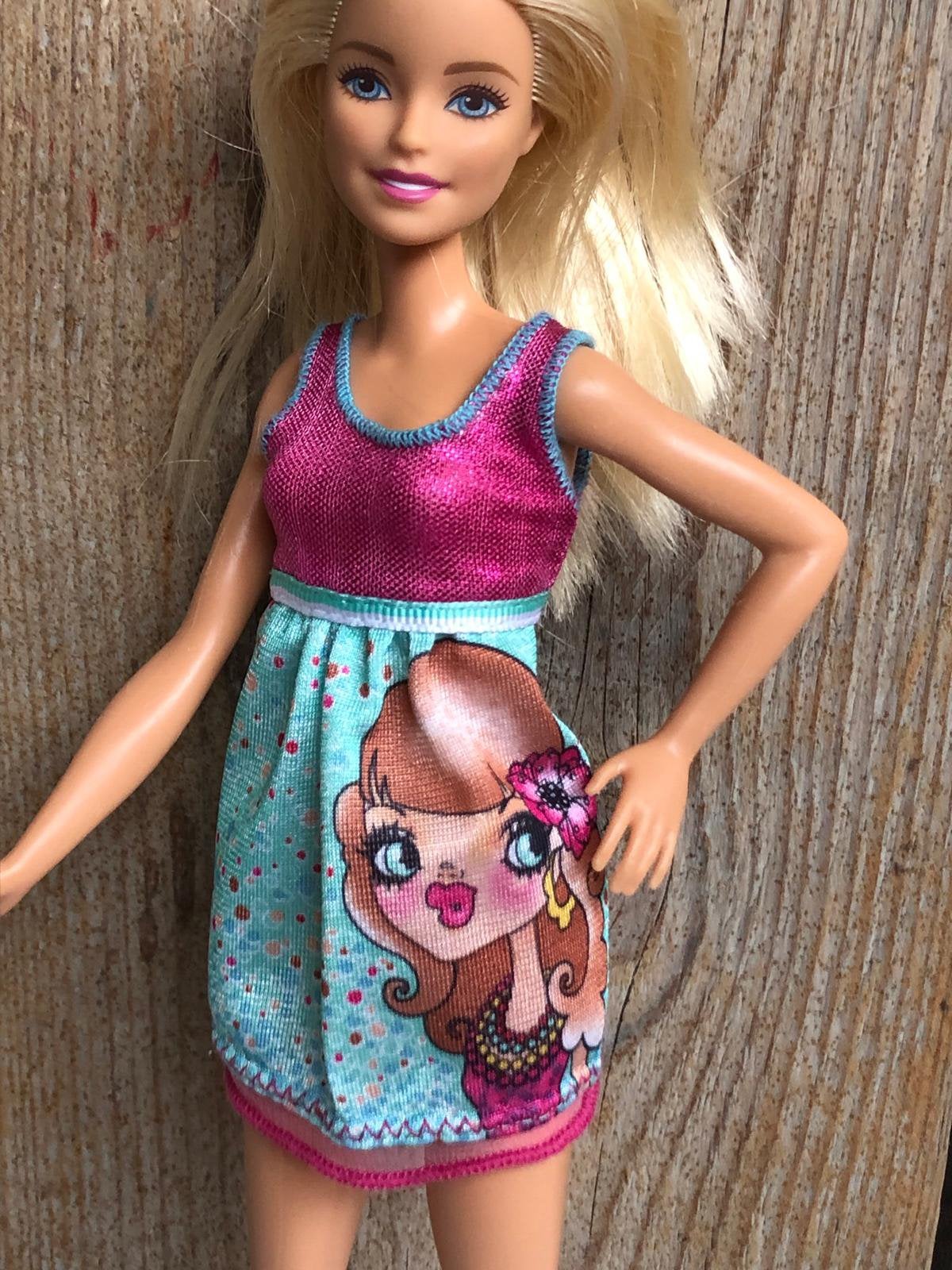 Jurk voor Barbie paars en zee groen, Ophalen of Verzenden, Zo goed als nieuw, Barbie