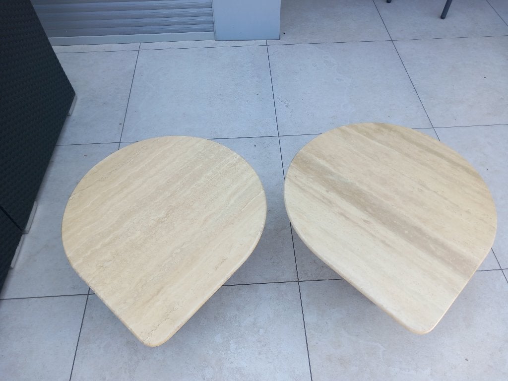 2 travertin salontafel, Huis en Inrichting, Tafels | Salontafels, Ophalen of Verzenden, Rechthoekig, 100 tot 150 cm, 50 tot 100 cm