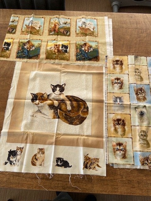 3 x Quilt Katten - Panel, Hobby en Vrije tijd, Stoffen en Lappen, Overige kleuren, Nieuw, Ophalen of Verzenden, 30 tot 120 cm