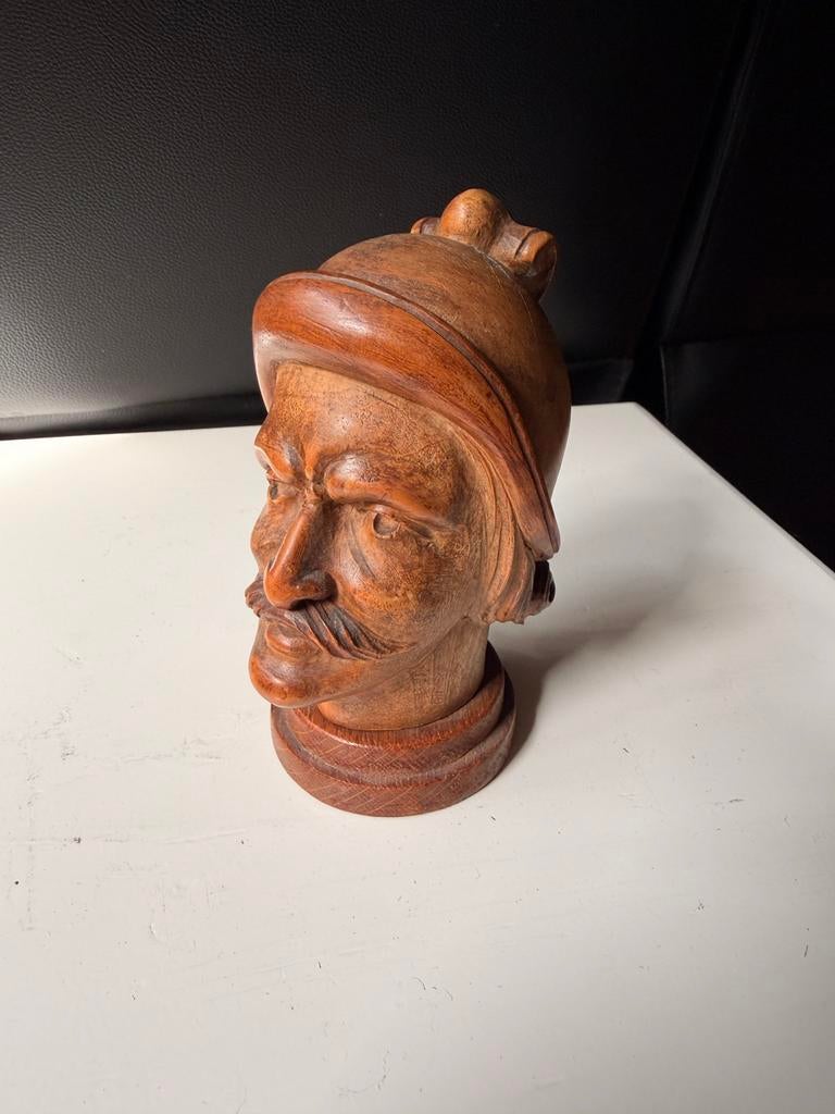 Vintage houten draaibaar hoofd oosterse stijl Ottomaans, Antiek en Kunst, Ophalen of Verzenden
