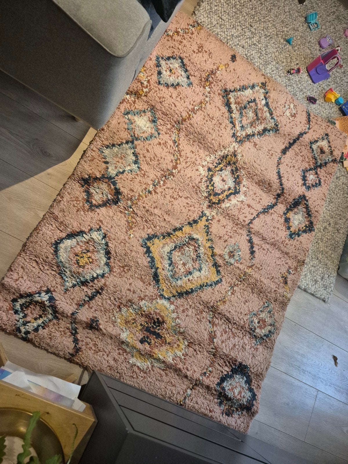 Oud Roze vloerkleed met Berberse patronen, Ophalen, Gebruikt, 100 tot 150 cm, 150 tot 200 cm