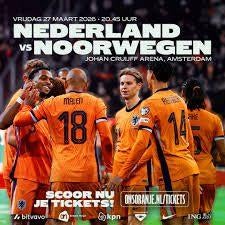 Nederland - Noorwegen, Losse kaart, Drie personen of meer, Maart, Nederlands elftal