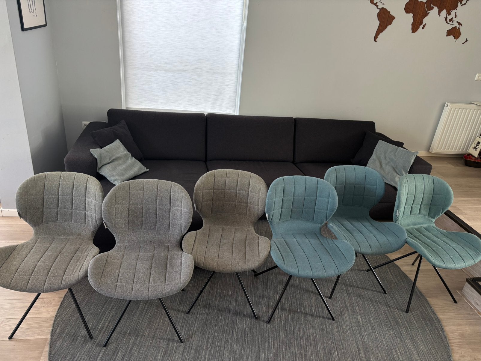 Eetkamerstoelen OMG van Zuiver, Ophalen, Gebruikt, Grijs, Vijf, Zes of meer stoelen