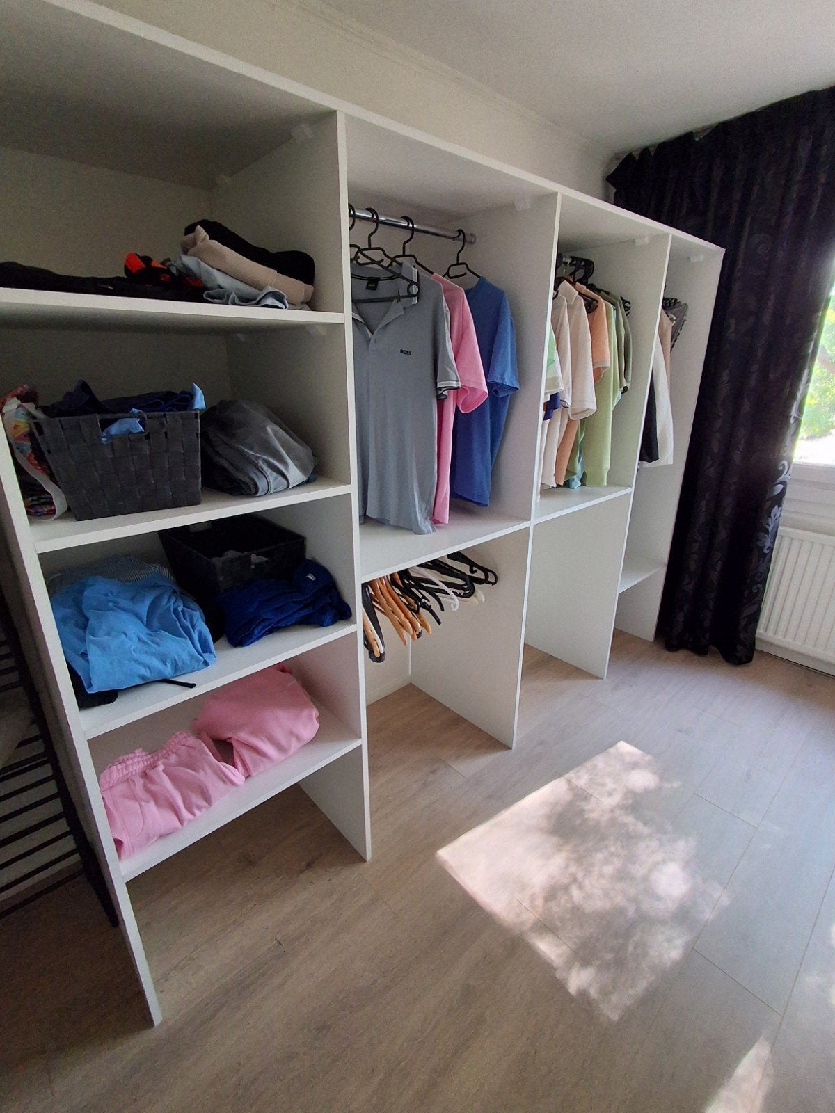 Witte kledingkast met hang- en legruimte, Ophalen, Gebruikt, 200 cm of meer, Met plank(en)