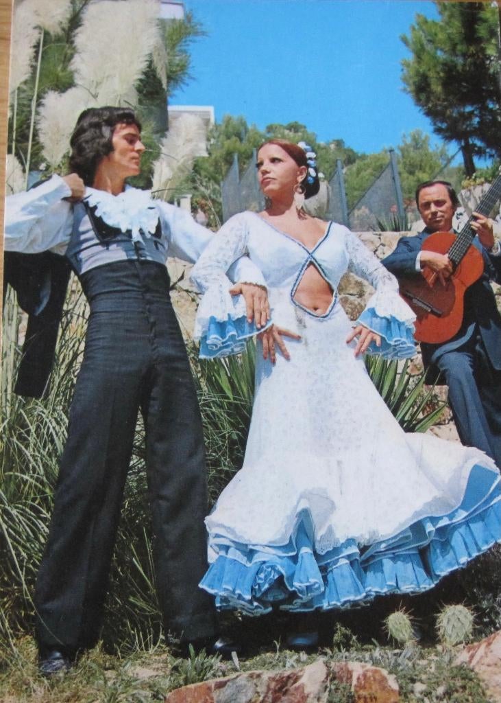 Spaanse ansichtkaart met Flamenca Fiesta - 1977, Verzenden, 1960 tot 1980, Gelopen, Klederdracht