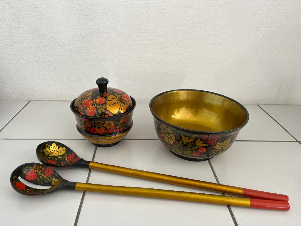 Vintage Russische Khokhloma set, Antiek en Kunst, Ophalen of Verzenden