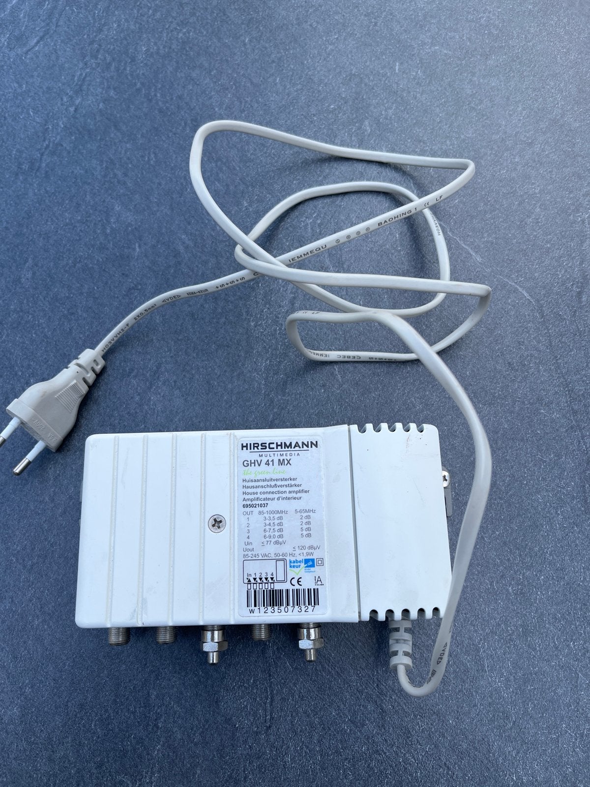 Hirschmann GHV 41 MX Huisversterker - Kabel TV Versterker, Ophalen, Gebruikt, Minder dan 2 meter, Overige kabels