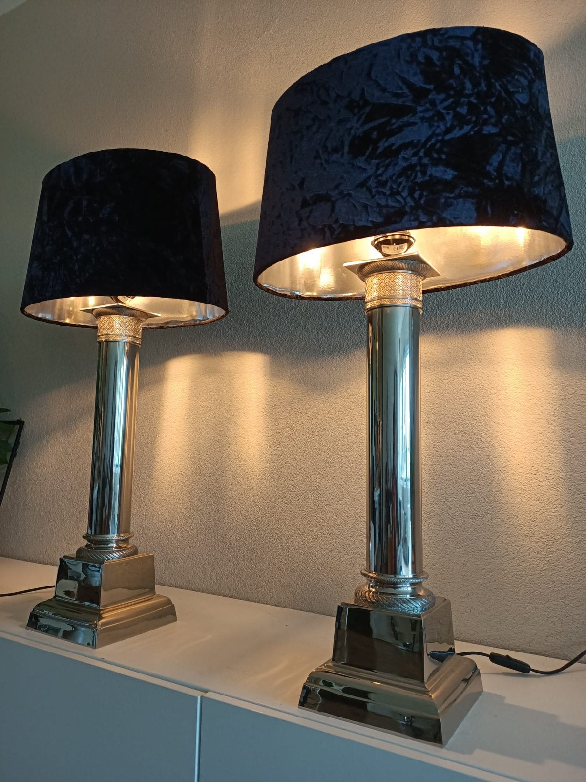 Set supergrote neo-klassieke empire tafellampen, Huis en Inrichting, Lampen | Tafellampen, Ophalen, Zo goed als nieuw, Metaal