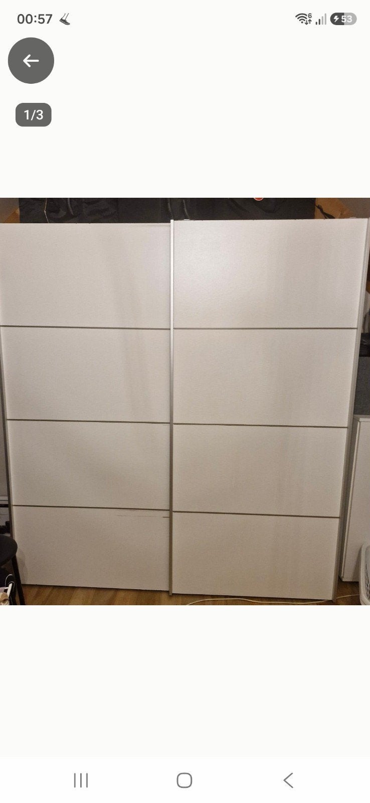 Witte kast met schuifdeuren, Ophalen, Met plank(en), Gebruikt, 200 cm of meer
