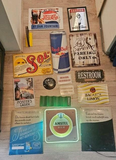 Verzameling reclameborden, (led)lichtbak.O.a Amstel, Pepsi, Verzamelen, Ophalen of Verzenden, Gebruikt, Reclamebord