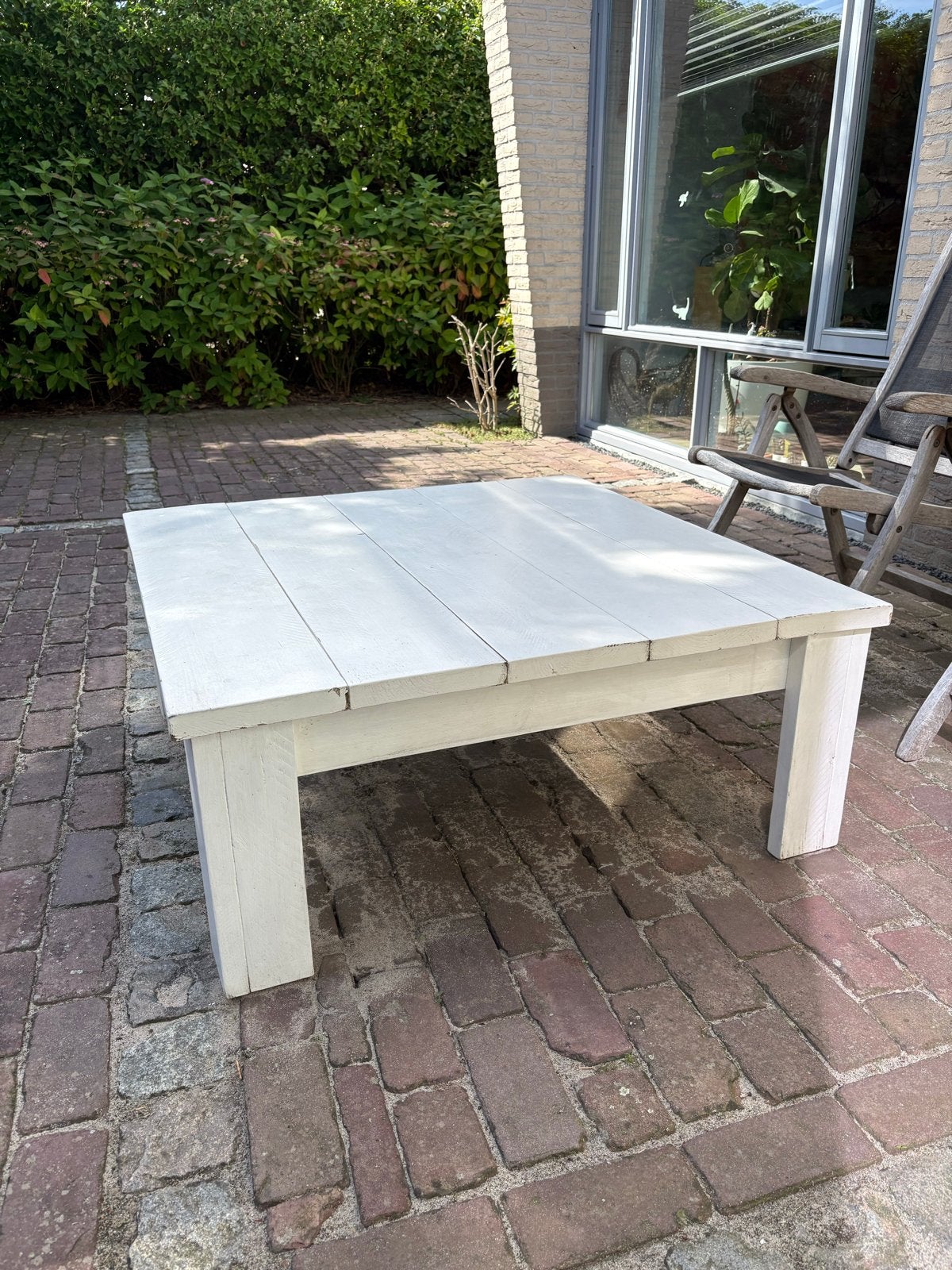 Robuuste vierkante salontafel, Huis en Inrichting, Ophalen, Gebruikt, Vierkant, 50 tot 100 cm