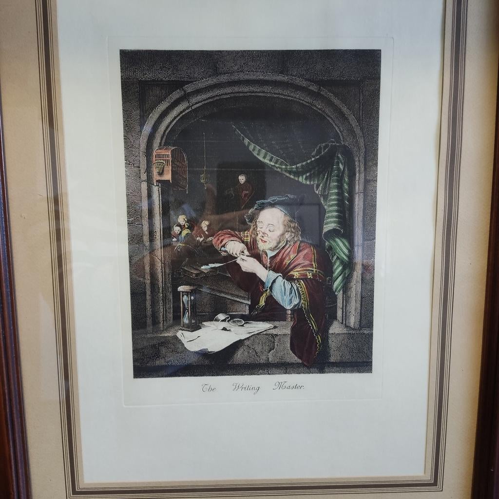 Ingelijste prent 'The Writing Master', Ophalen of Verzenden