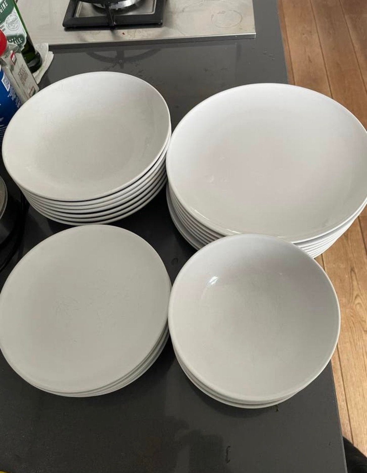 IKEA 27-delig servies: 6 borden, 6 kommen (wit), Ophalen, Gebruikt, Keramiek, IKEA
