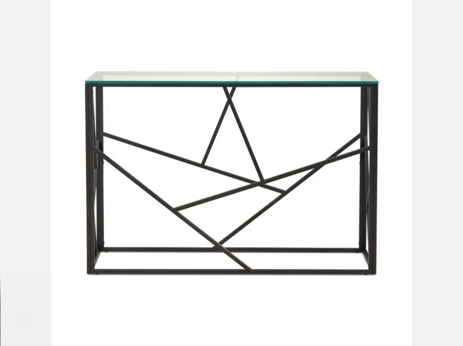 Sitetable Consoletafel Zwart metaal / Glas, Ophalen, 100 tot 150 cm, Zo goed als nieuw, Glas