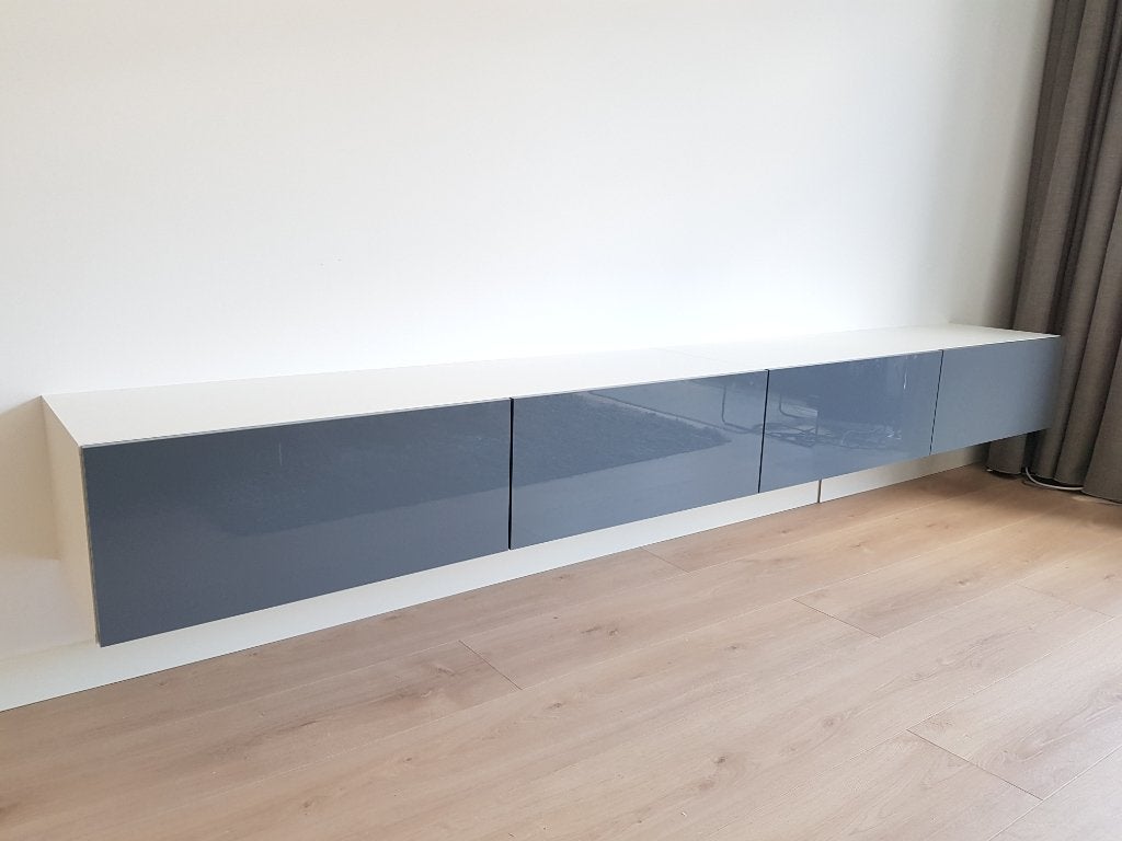 VOORRAAD Compleet zwevend tv-wandmeubel Wit / Grijs NIEUW, Huis en Inrichting, 250 tot 300 cm, Nieuw, Ophalen of Verzenden, Met deur(en)
