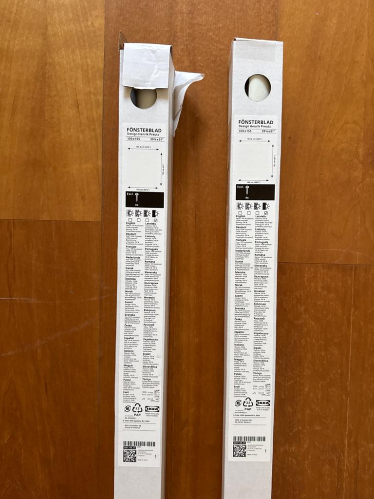 Twee nieuwe IKEA Fönsterblad rolgordijnen 100x155 off-white, Ophalen, 100 tot 150 cm, Nieuw, Crème