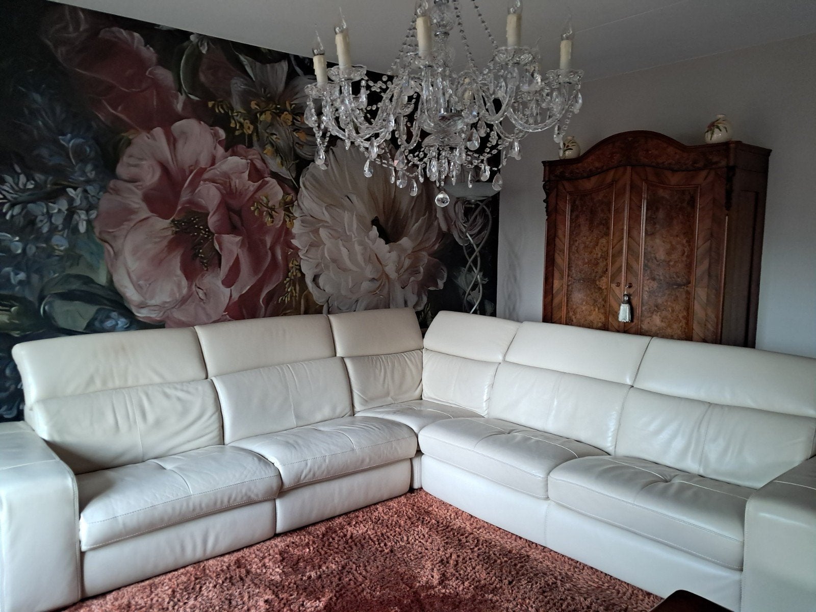 Foto 5 van Leren hoekbank met 2 elektrische relaxfuncties