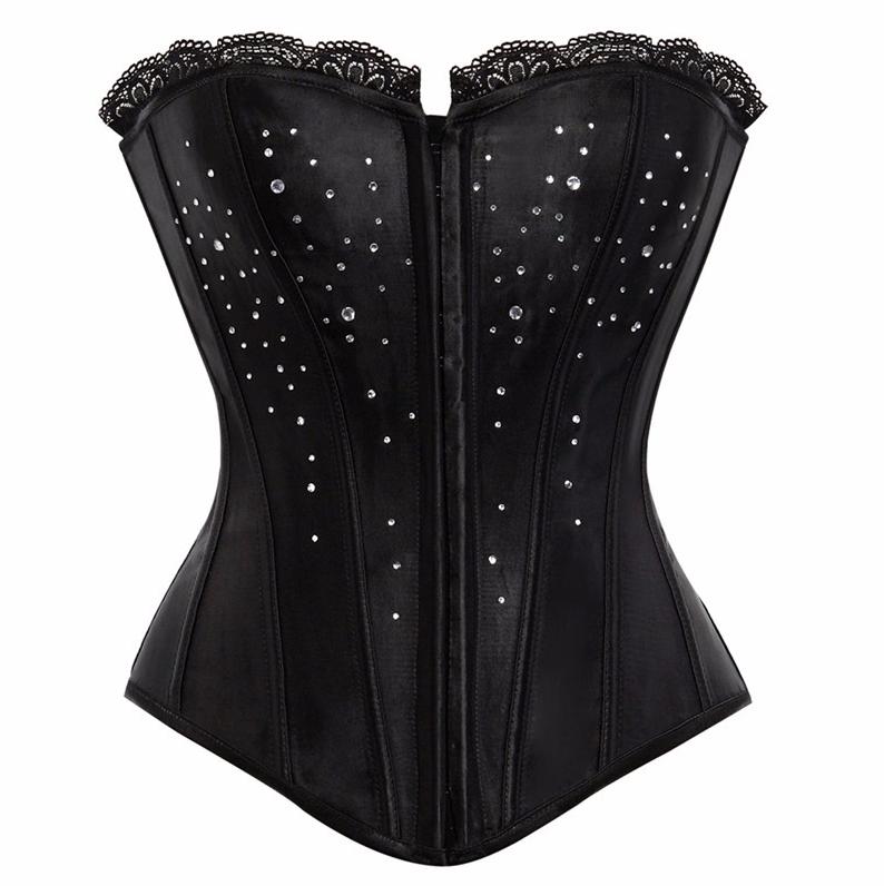 Zwart glitter korset bustier XS S M L 2XL 3XL 4XL 5XL 6XL, Verzenden, Zwart, Body of Korset