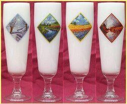 Set van vier glazen op voet Serie Seizoenen Heineken natuur, Ophalen of Verzenden, Nieuw, Glas of Glazen, Overige merken