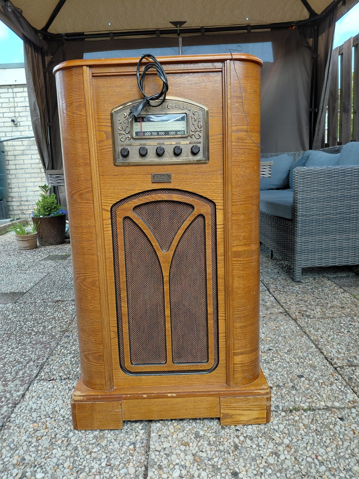 Vintage Houten Radio - Jaren '40 Stijl, Audio, Tv en Foto, Radio's, Ophalen, Gebruikt, Radio