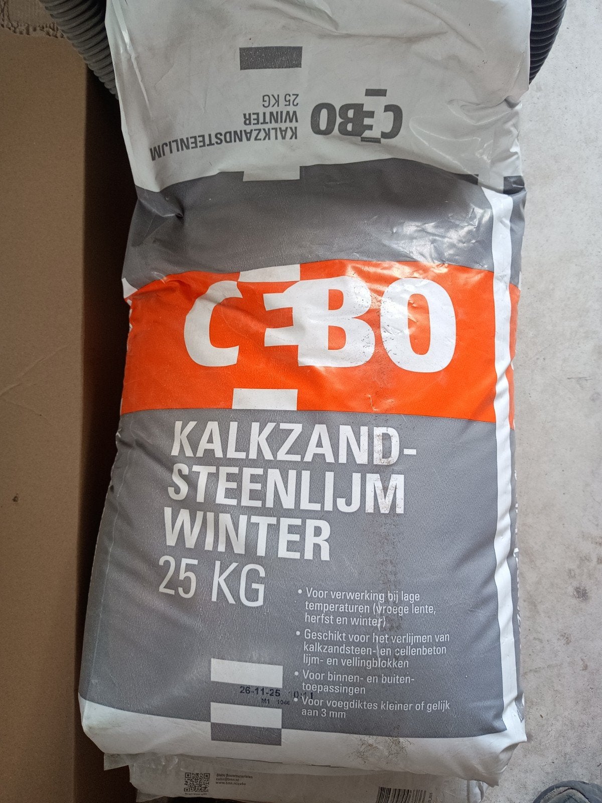 Cebo Kalkzandsteenlijm Winter 25 KG, Ophalen of Verzenden, Nieuw, Overige materialen, Overige typen