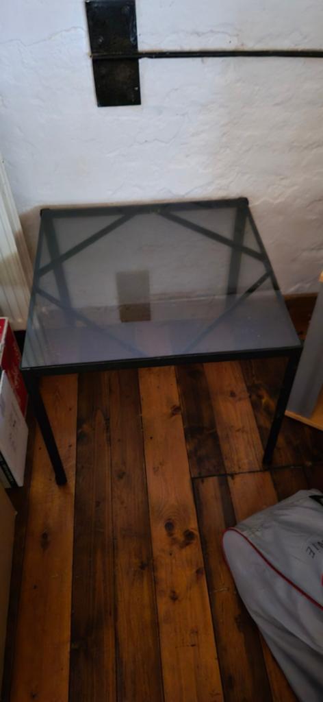 Salontafel 54x54x45 met glazen blad, Huis en Inrichting, Tafels | Salontafels, Ophalen, Gebruikt, 50 tot 100 cm, Vierkant