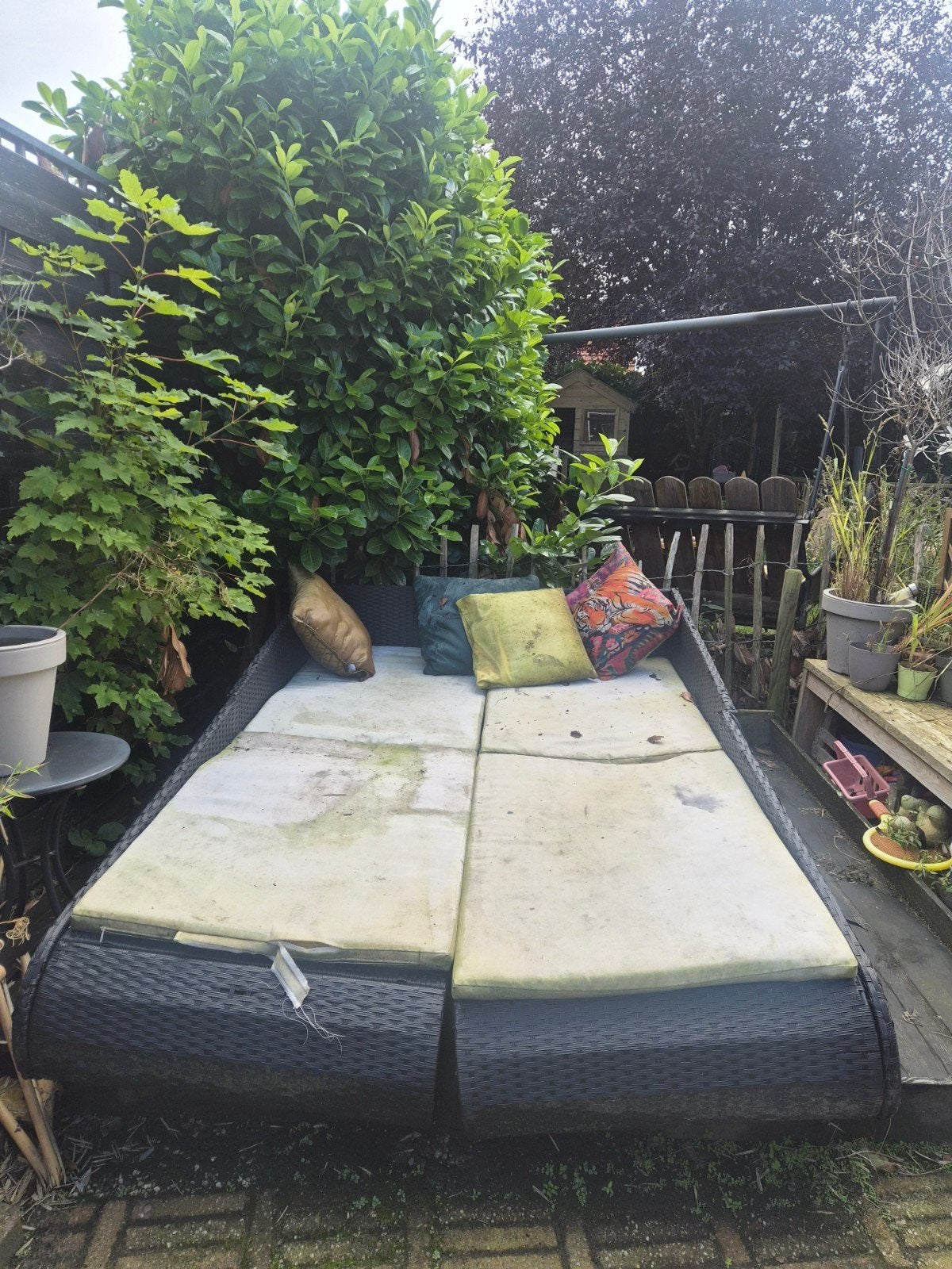 Gratis tuinbed/ligbed voor buiten, Ophalen of Verzenden, Gebruikt, Wicker