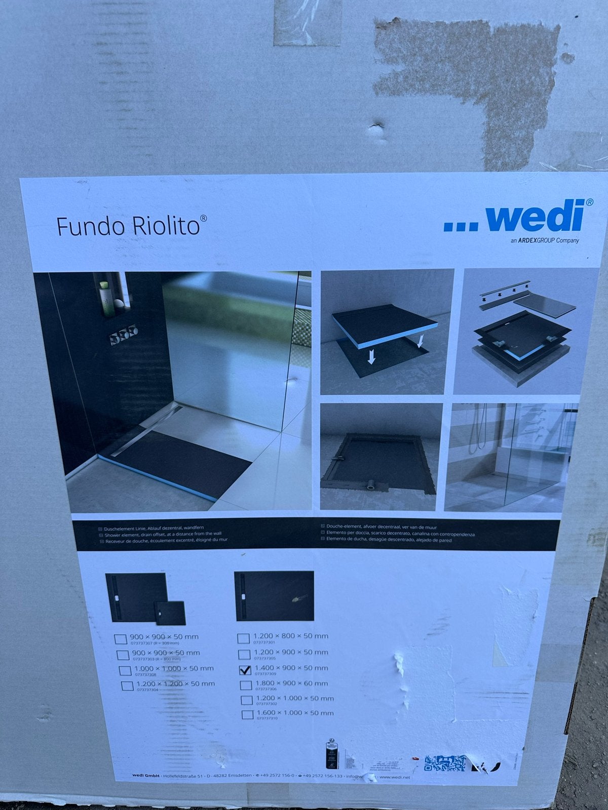 Wedi Fundo Riolito Douchevloerelement 1400x900x50, Doe-het-zelf en Verbouw, Ophalen, Nieuw, Douche