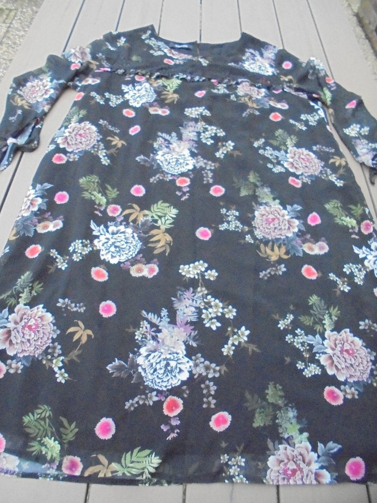 Zwart/bonte jurk TAIFUN, Kleding | Dames, Zwart, Maat 42/44 (L), Ophalen of Verzenden, Zo goed als nieuw