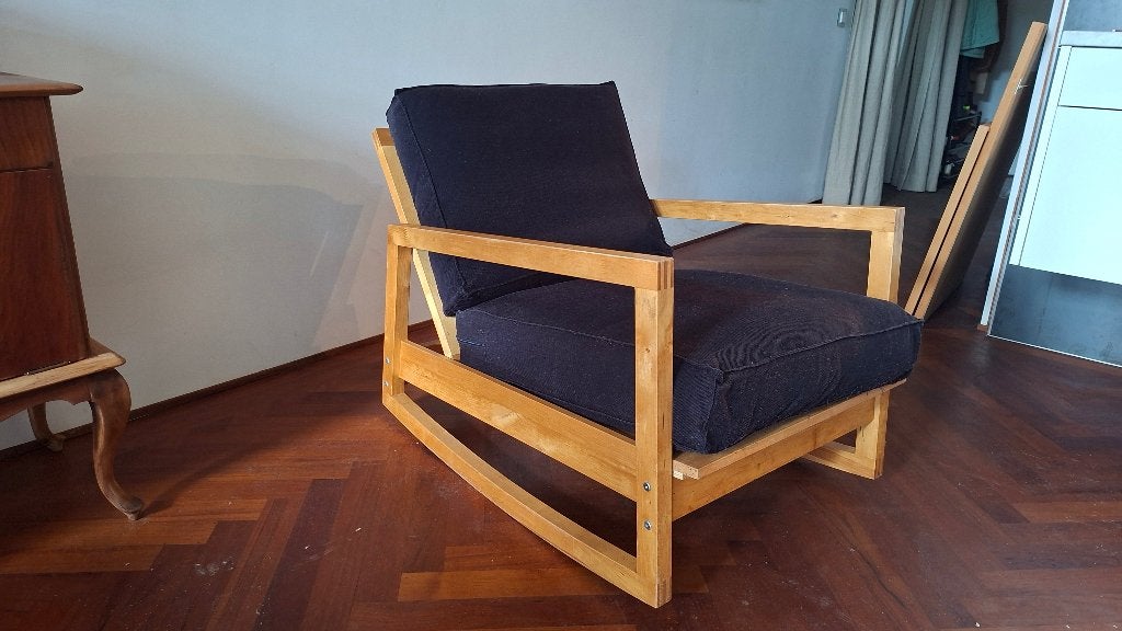 Vintage IKEA Lillberg schommelstoel (1999) • Amsterdam, Huis en Inrichting, Fauteuils, Ophalen, Gebruikt, 75 tot 100 cm, Stof