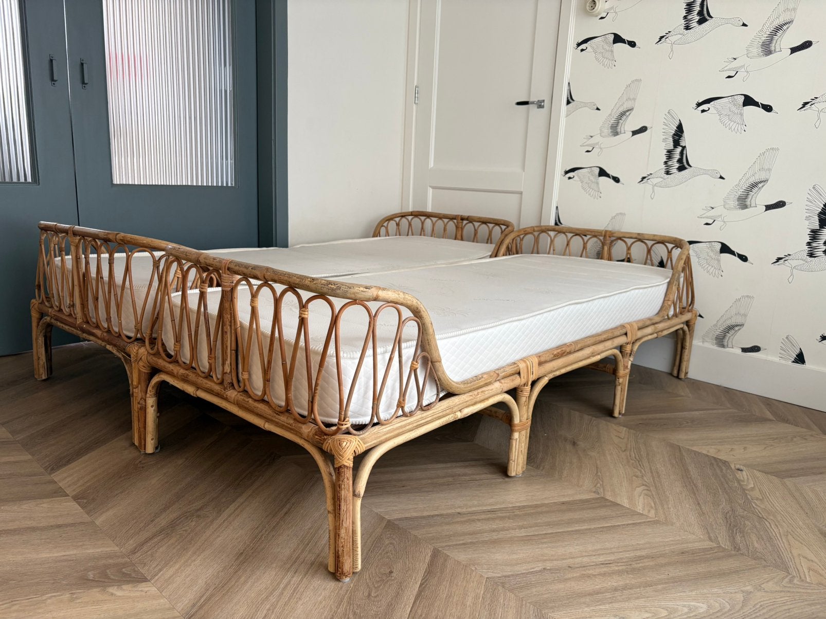 Rotan bed, kinderbed, daybed, bed, eenpersoonsbed, Ophalen, Gebruikt, 70 tot 85 cm, 140 tot 160 cm