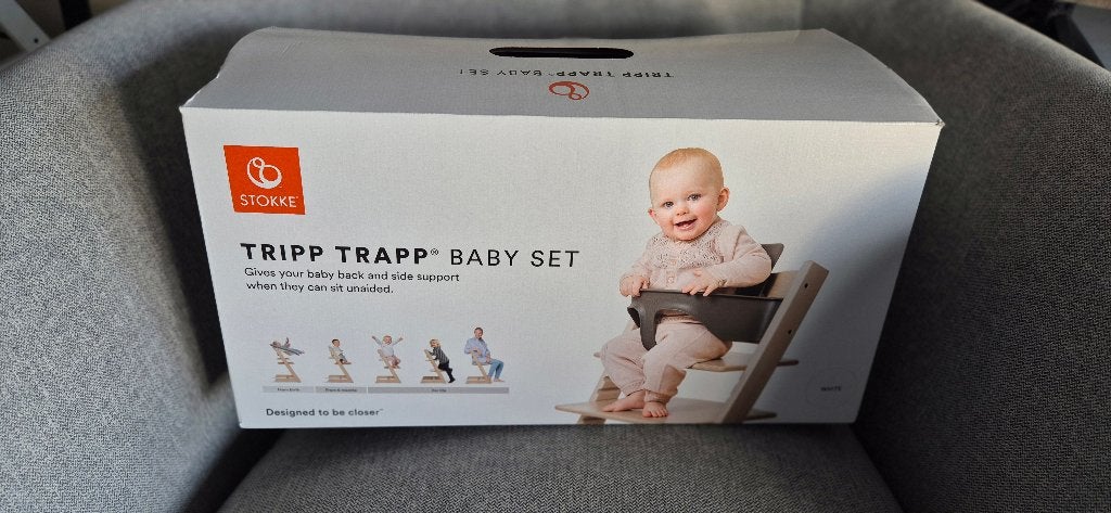 Tripp Trapp Baby Set: High back +rail + extended Glider V3, Ophalen of Verzenden, Zo goed als nieuw, Meegroeistoel