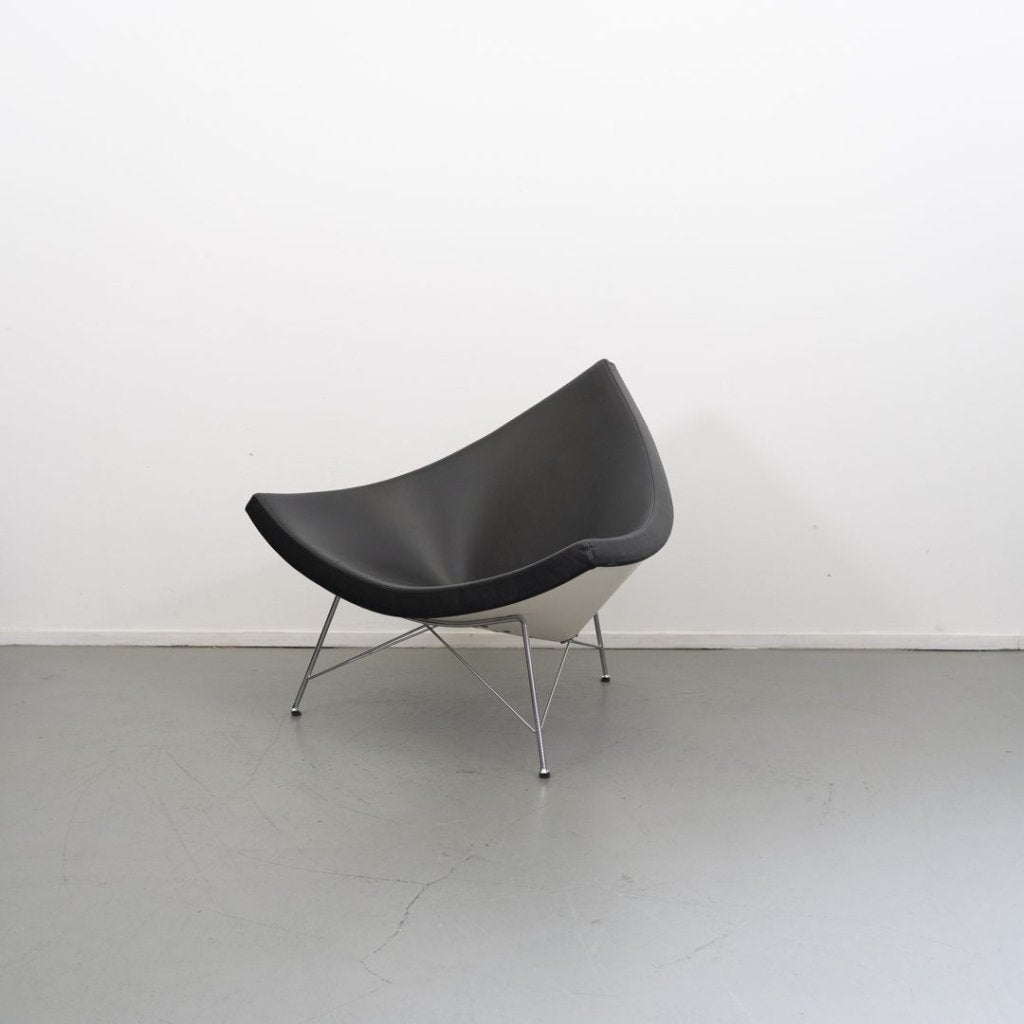 Vitra Coconut Fauteuil Zwart Leer - Chroom, Niet ingevuld, Zo goed als nieuw, Niet ingevuld, Niet ingevuld