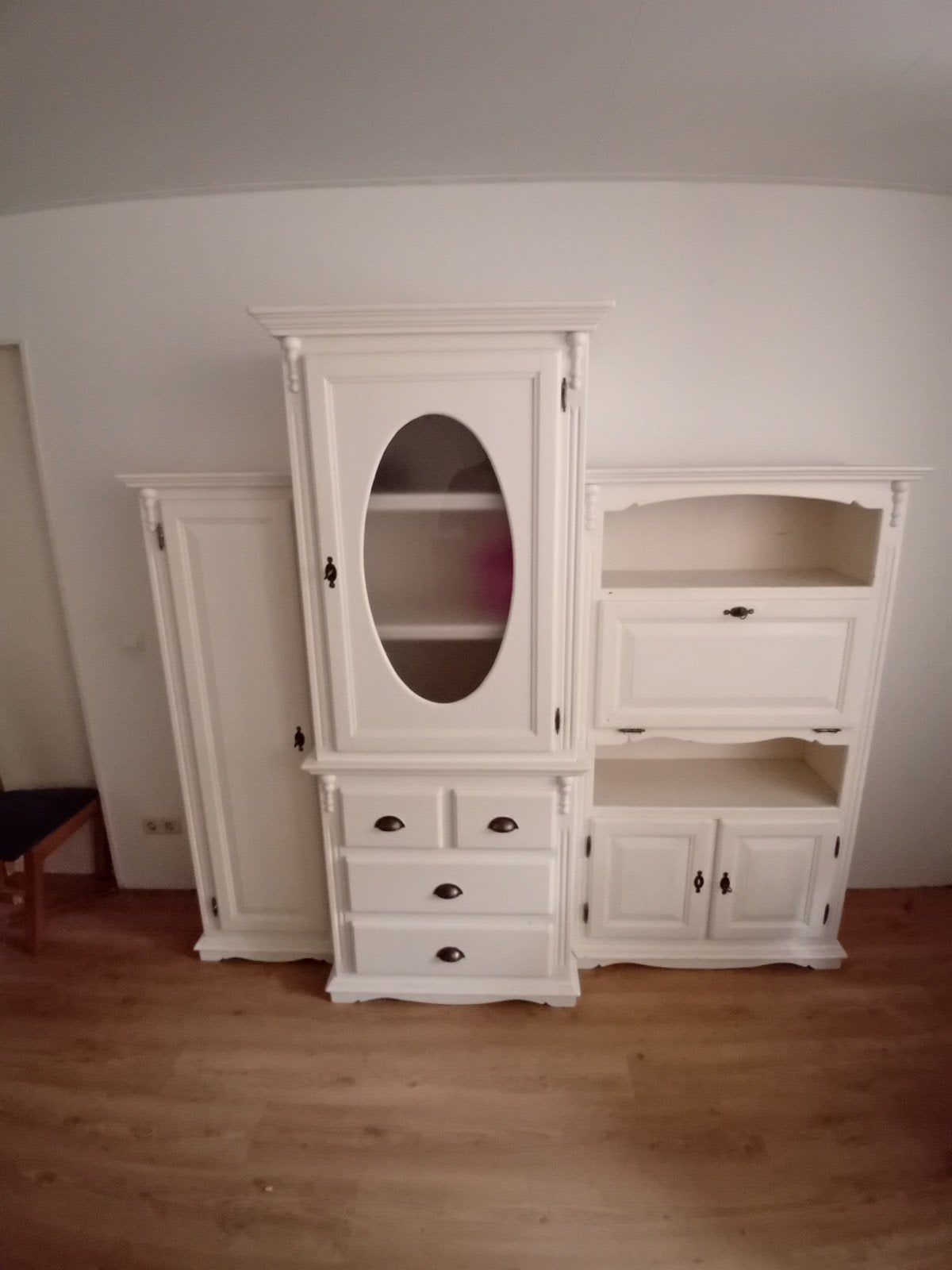 Witte buffetkast/vitrinekast/Kast met opbergruimte, Ophalen, Gebruikt, Met lade(s), Overige houtsoorten