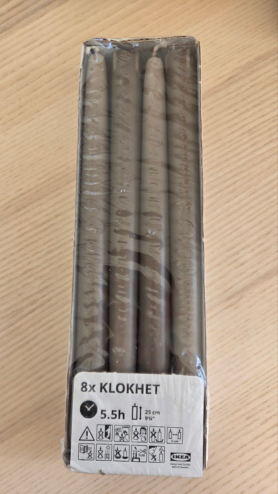 Nieuwe IKEA KLOKHET kaarsen, 8 stuks, 25 cm, 5.5u brandtijd, Ophalen, Bruin, IKEA, Nieuw