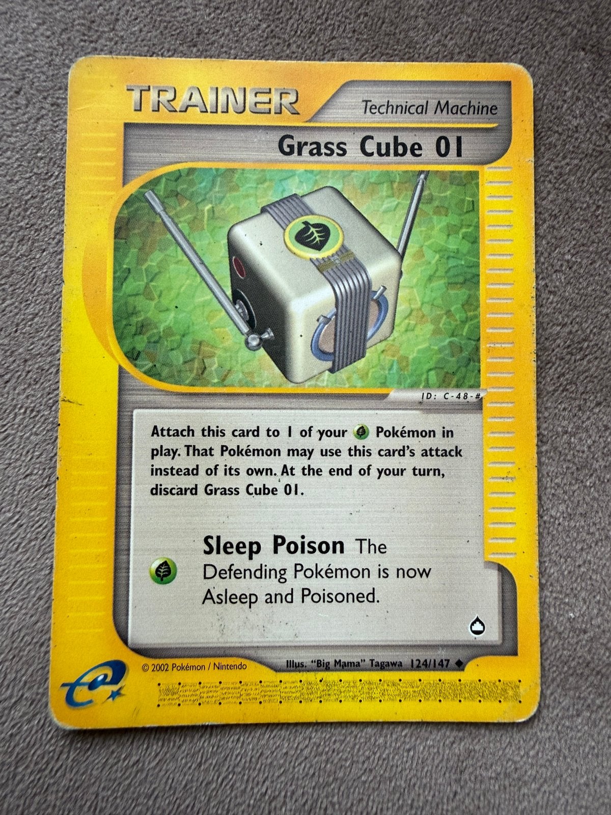 Grass cube 01 trainer Pokemon Aquapolis 124/147, Ophalen of Verzenden, Gebruikt