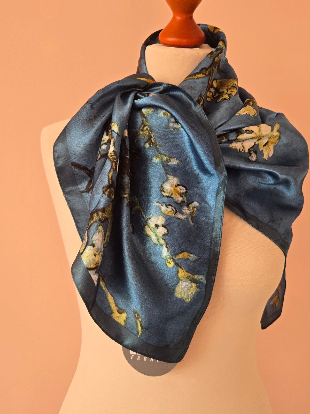 LaGloss Fashion sjaal • Van Gogh Amandelbloesem print • 90x9, Ophalen of Verzenden, Zo goed als nieuw