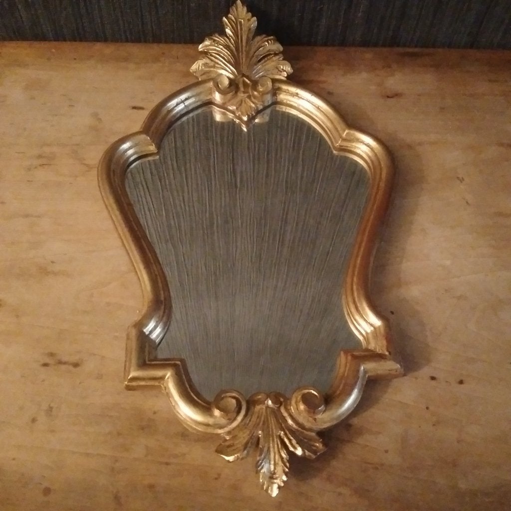 Oude antieke vergulde barok spiegel, Antiek en Kunst, Antiek | Spiegels, Verzenden, Overige vormen, Minder dan 50 cm