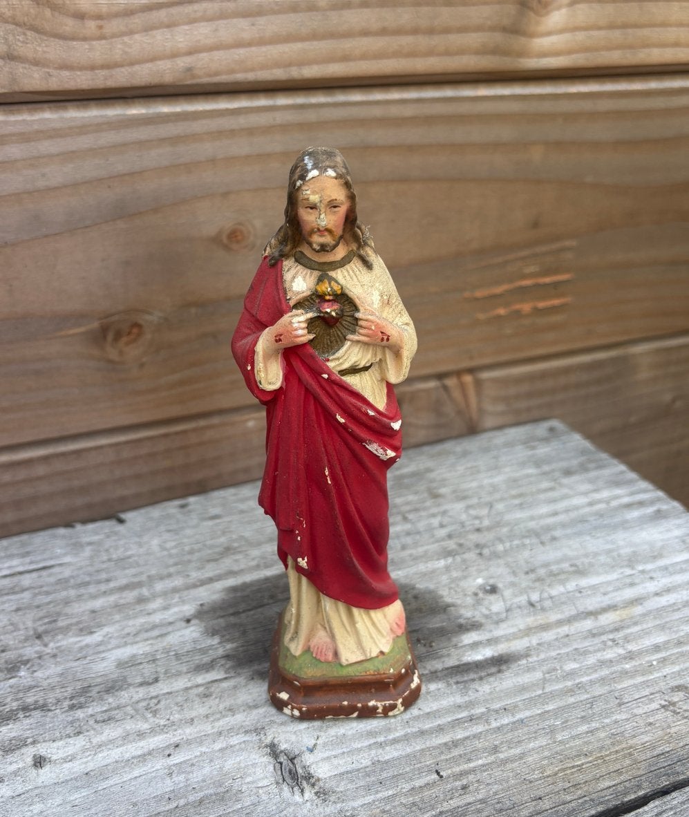 Vintage Heilig Hart Jezus beeldje - Religieuze kunst, Ophalen of Verzenden