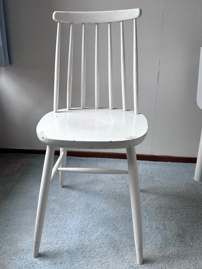 Stevige houten stoel, opknapper, Ophalen, Gebruikt, Wit, Eén