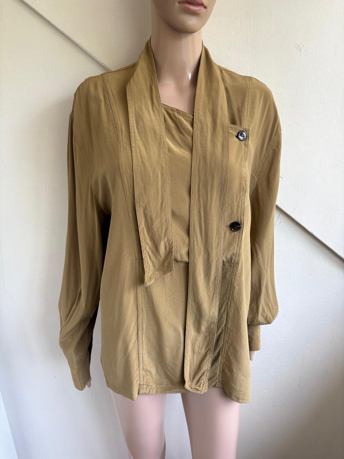 SOEUR zijden blouse maat 40/42 khaki zijde, Ophalen of Verzenden, Zo goed als nieuw, Maat 38/40 (M), Groen