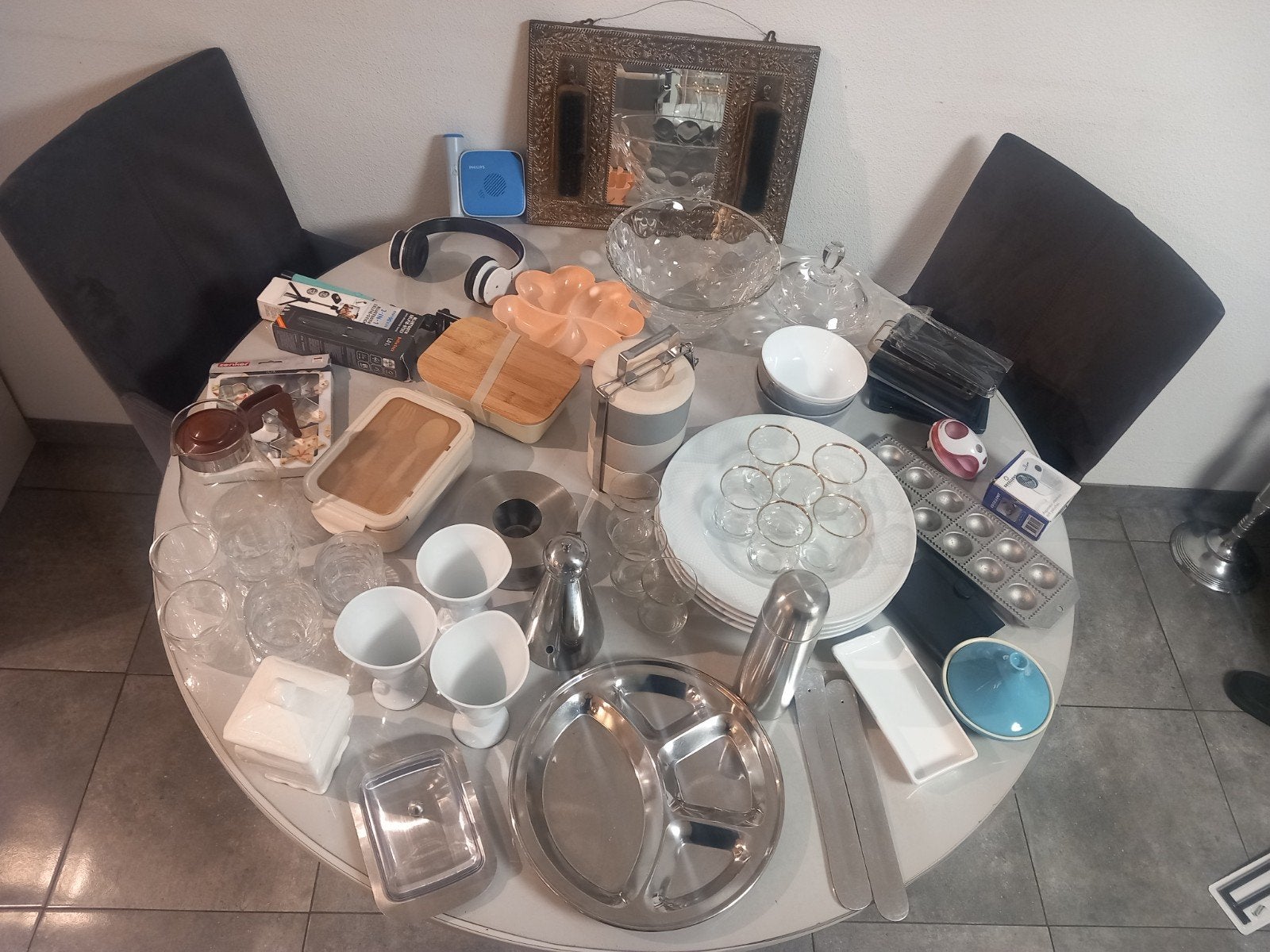 Partij servies, glaswerk en keukenspullen, Ophalen of Verzenden