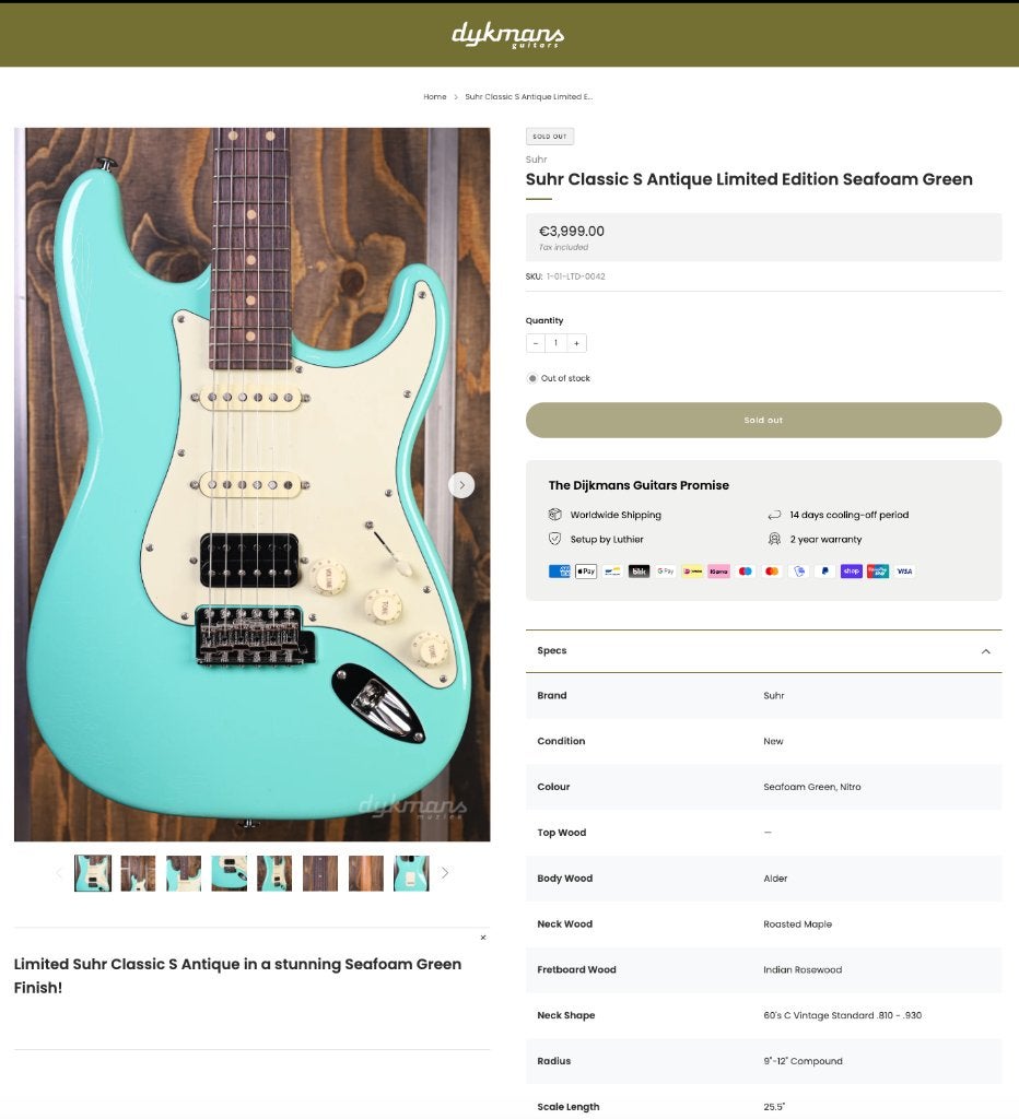 Suhr Classic S Vintage Limited Edition 2025 (New), Muziek en Instrumenten, Ophalen, Zo goed als nieuw, Solid body, Fender