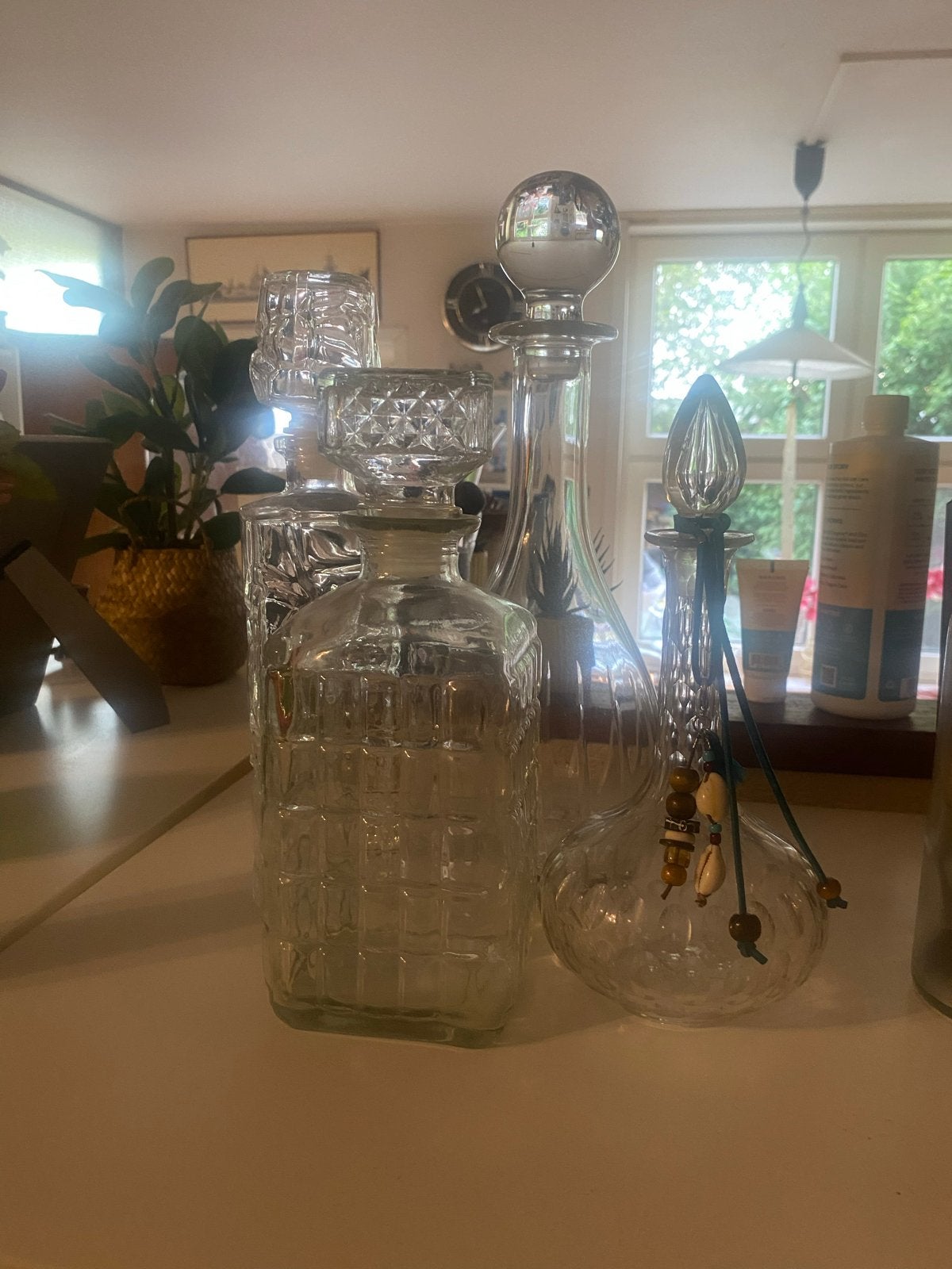 4 mooie antieke drankflessen, Antiek en Kunst, Antiek | Glas en Kristal, Ophalen