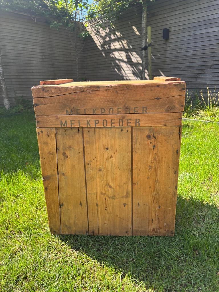 Vintage houten melkpoederkist - Friesland, Ophalen, Minder dan 50 cm, Gebruikt, 50 tot 100 cm