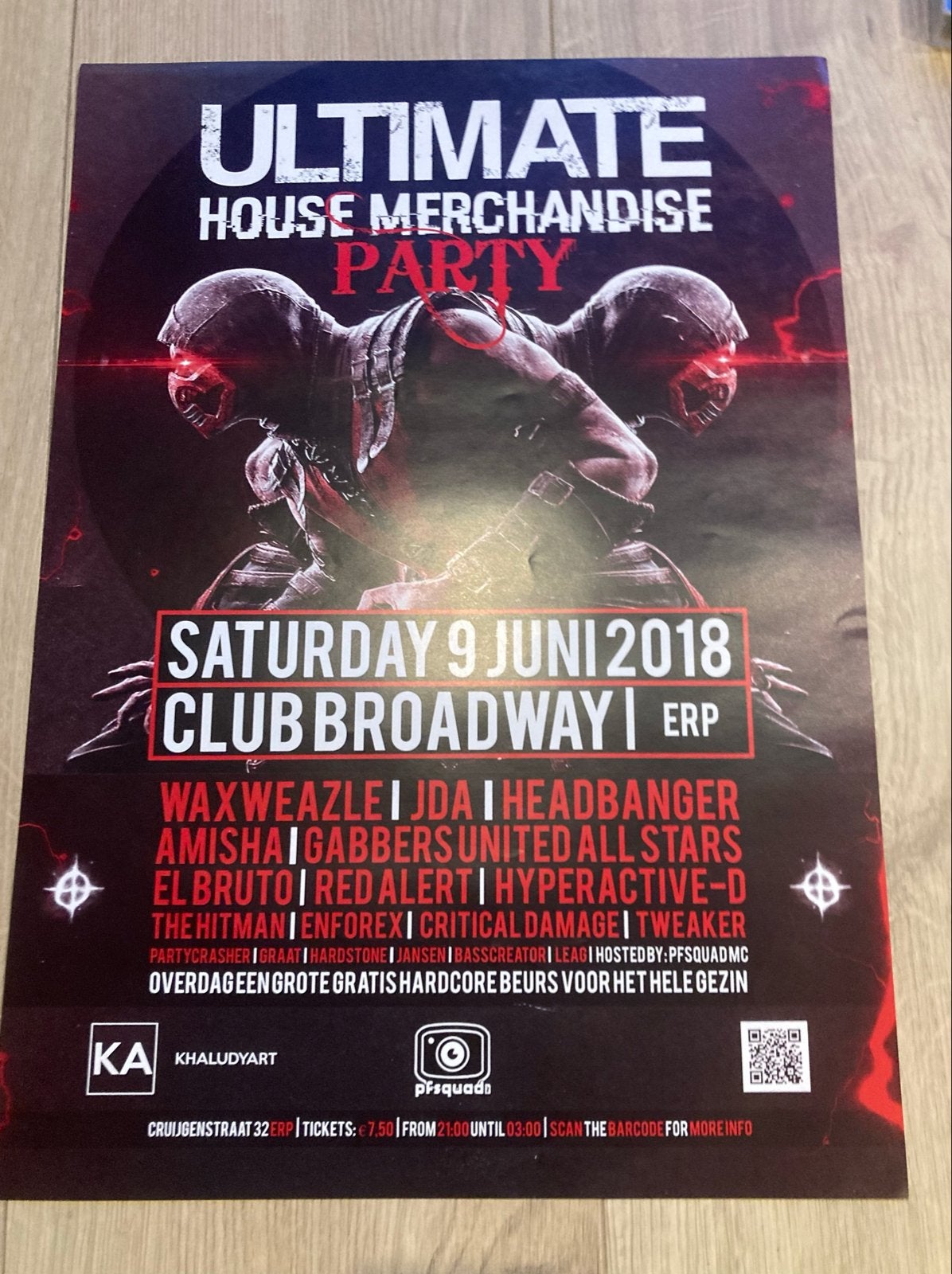Poster A3 Ultimate House Merchandise Party, Ophalen of Verzenden, A1 t/m A3, Muziek, Rechthoekig Staand